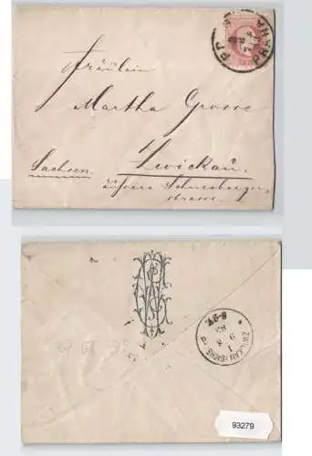 93279 Brief 5 Kreuzer Österreich K. u. K. Monarchie - Prag nach Zwickau 1883