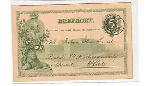 38019 Schweden Jubiläums Ganzsachen Postkarte 1897