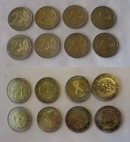 8 x 2 Euro Münze Frankreich Stempelglanz 2013 bis 2022 (162683)