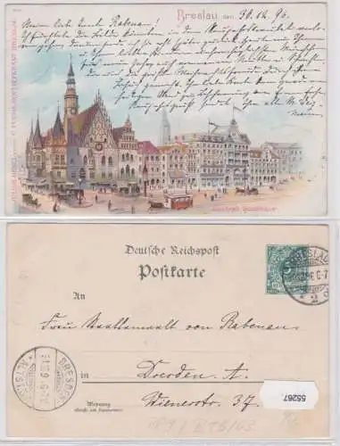 55267 DR Ganzsachen Postkarte PP9/ B16/3 Breslau Firma Julius Henel 1896