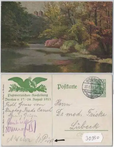 30350 DR Ganzsachen Postkarte PP27/ C199 Breslau Postwertzeichen Ausstellung 191