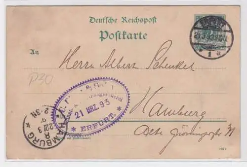 96209 DR Ganzsachen Postkarte P30 PF I Plattenfehler 'c' mit Strich unten 1893