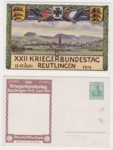 95586 DR Ganzsachen Postkarte PP27/ C257/1 XXII. Kriegerbundestag Reutlingen 191