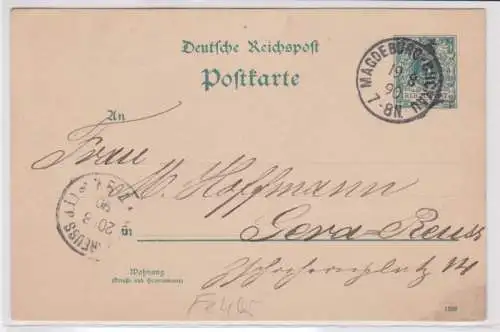 96066 DR Ganzsachen Postkarte P20 Plattenfehler II Magdeburg nach Gera 1890