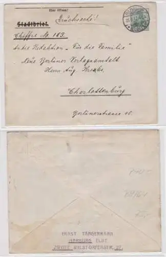 95989 Ganzsachen Umschlag PAU5/ B9/04 Stadtbrief Ernst Tangermann Harburg 1912