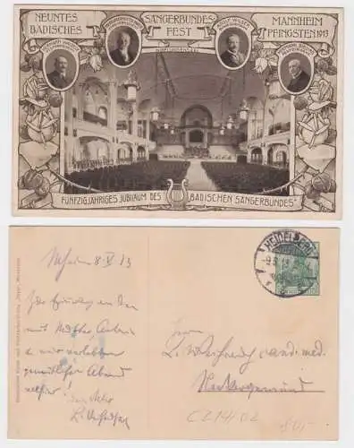 75744 DR Ganzsachen Postkarte PP27/ C214/2 9. Bad. Sängerbundesfest Mannheim 191