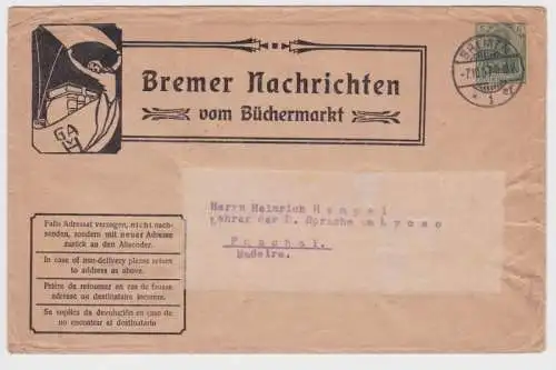 109900 Privat-Umschlag PU26/ B52 Zudruck Bremer Nachrichten vom Büchermarkt 1907