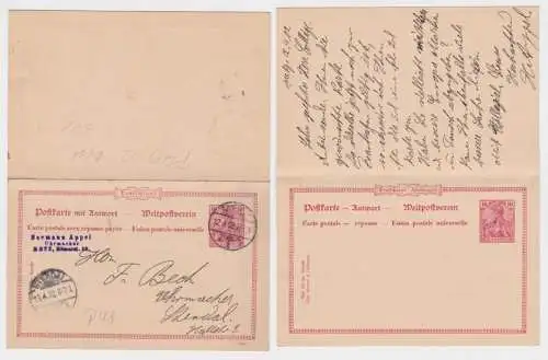 96193 DR Ganzsachen Postkarte P48 Normann Appel Uhrmacher Metz 1902