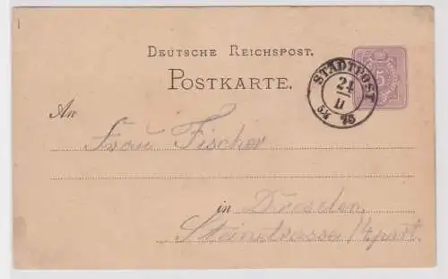 97590 DR Ganzsachen Postkarte P5 Stadtpost Dresden Stempel 1875