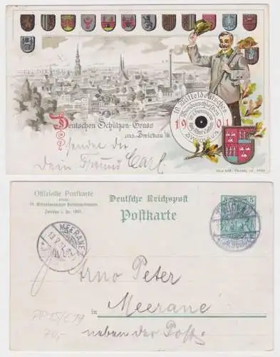 20505 DR Ganzsachen Postkarte PP15/ C19 19. Mitteldt. Bundesschießen Zwickau 190