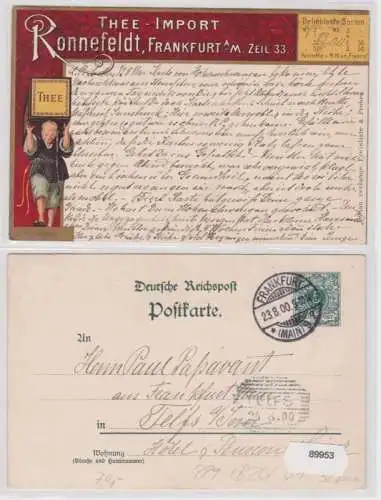 89953 DR Ganzsachen Postkarte PP9/ B20/1 Frankfurt Ronnefeldt Thee Import 1900