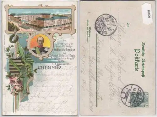 96359 DR Ganzsachen Postkarte PP15/ C32 104er Regiments Jubiläum Chemnitz 1901