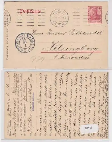 80117 DR Ganzsache Postkarte P79 Zudruck Theodor Goerlitz Breslau 1911