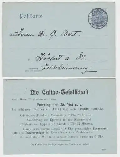 49522 DR Ganzsachen Postkarte P57Y Zudruck Casino-Gesellschaft Höchst 1902