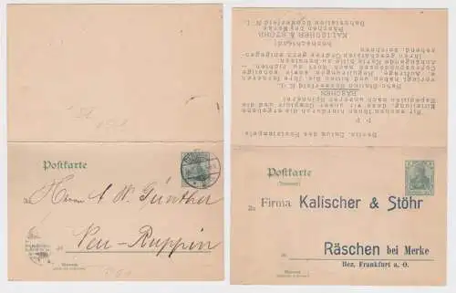 71224 Ganzsache Postkarte P61 Zudruck Kalischer & Stöhr Räschen bei Merke 1902