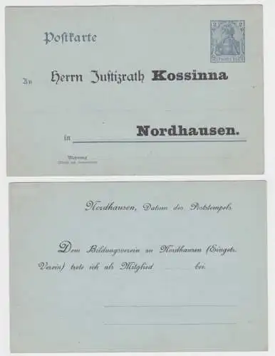 72787 DR Ganzsachen Postkarte P57Y Zudruck Justizrath Kossinna Nordhausen