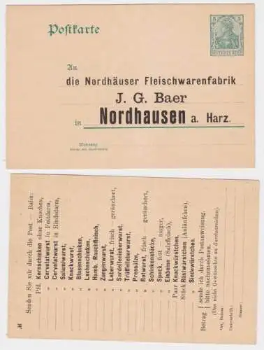 48286 Ganzsache Postkarte P64 Zudruck Nordhäuser Fleischwarenfabrik Nordhausen