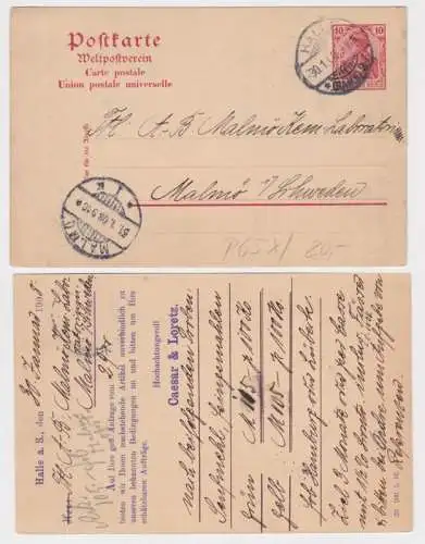 78238 DR Ganzsachen Postkarte P65X Zudruck Caesar & Loretz Halle 1908