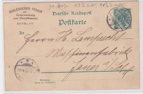 79428 DR Ganzsache Postkarte Zudruck Schlesischer Verein zur Überwachung Breslau