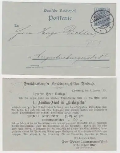 98885 Ganzsachen Postkarte P44 Zudruck Handlungsgehilfen Verband Chemnitz 1901