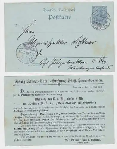 77505 DR Ganzsachen Postkarte P44I Zudruck König Albert Jubil. Stiftung Dresden