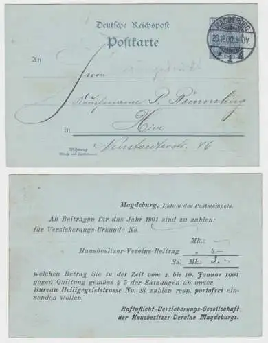 17278 DR Ganzsachen Postkarte P44I Zudruck Hausbesitzer-Verein Magdeburg 1900