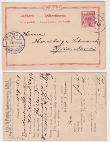 38537 DR Ganzsache Postkarte P25 Zudruck Krook & Persson Spedition Lübeck 1899