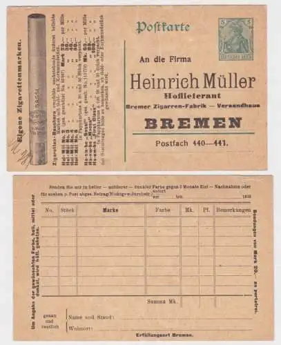 97955 DR Ganzsachen Postkarte P90 Zudruck Heinrich Müller Hoflieferant Bremen