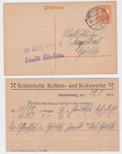 97865 Ganzsachen Postkarte P11 Zudruck Schlesische Kohlen-& Kokswerke Gottesberg