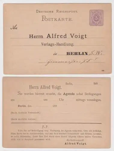 97265 Ganzsachen Postkarte P12 Zudruck Alfred Voigt Verlags-Handlung Berlin 1886