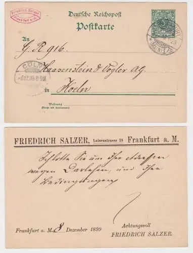 97491 DR Ganzsachen Postkarte P36 Zudruck Friedrich Salzer Frankfurt a. Main 189