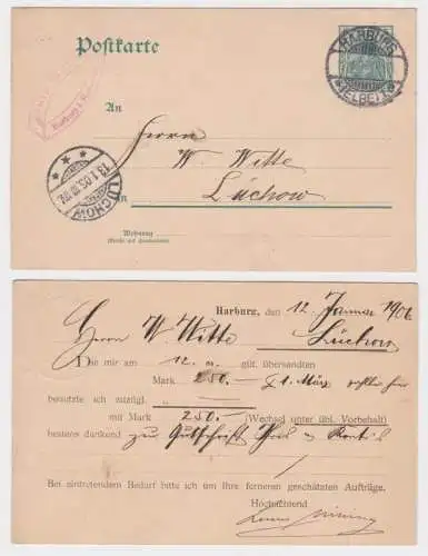 97446 DR Ganzsachen Postkarte P50 Zudruck Louis Milting Harburg in Hannover 1906