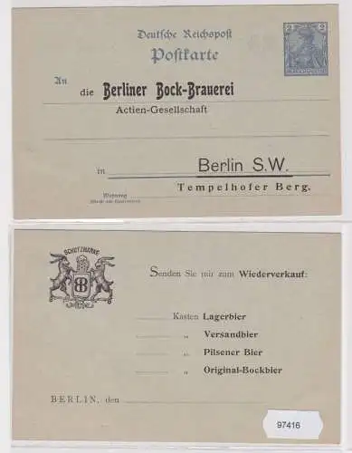 97416 Ganzsachen Postkarte P51 Zudruck Berliner Bock-Brauerei AG Berlin