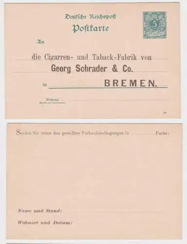 93046 DR Ganzsachen Postkarte P20 Tabak-Fabrik Georg Schrader & Co. Bremen