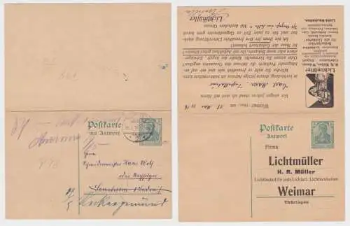 89857 DR Ganzsachen Postkarte P98 Zudruck Lichtmüller H.R. Müller Weimar 1916