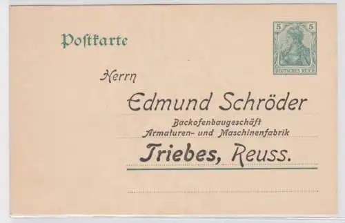 69289 Ganzsachen Postkarte P78 Zudruck Edmund Schröder Backofengeschäft Triebes