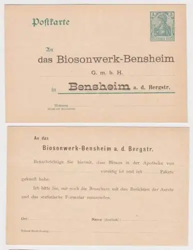 71019 DR Ganzsachen Postkarte P50 Zudruck Biosonwerk-Bensheim GmbH