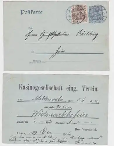 59905 DR Ganzsachen Postkarte P63 Zudruck Kasinogesellschaft eing. Verein Ahaus