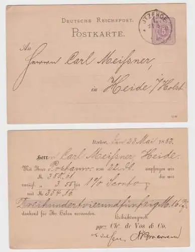 56167 DR Ganzsachen Postkarte P12 Zudruck Chs. de Vos & Co. Itzehoe 1883