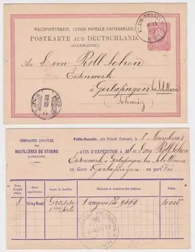 60374 DR Ganzsachen Postkarte P14 Zudruck Petite-Rosselle Houillères de Stiring