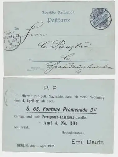 44090 DR Ganzsachen Postkarte P49 Zudruck Emil Deutz Berlin 1902