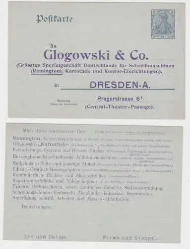 44436 Ganzsachen Postkarte P63 Zudruck Glogowski & Co. Spezialgeschäft Dresden