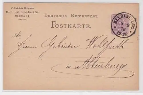 44836 DR Ganzsachen Postkarte P5 Zudruck Friedrich Heymer Steindruckerei Meerane