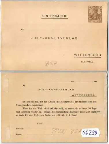 46299 DR Ganzsachen Postkarte PP23/ B57 Zudruck Joly-Kunstverlag Wittenberg