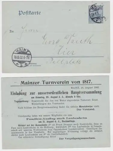 48740 Ganzsachen Postkarte P57 Zudruck Mainzer Turnverein Vergnügungsausschuss