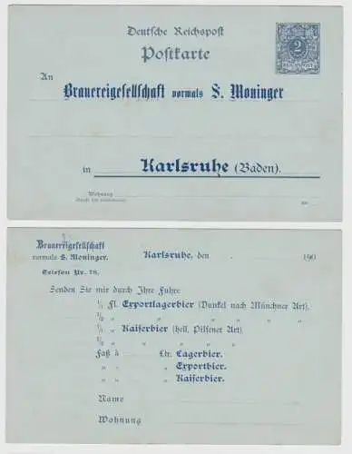 50436 DR Ganzsachen Postkarte P40 Zudruck Brauereigesellschaft Karlsruhe