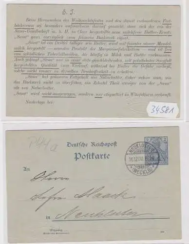 34581 Ganzsachen Postkarte P44a Zudruck Carl Dellwall Neu Kloster 1900