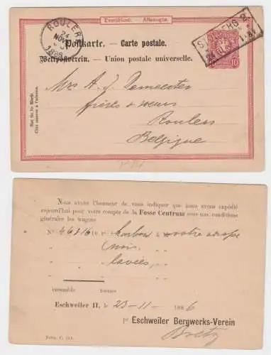 31987 DR Ganzsachen Postkarte P14 Zudruck Eschweiler Bergwerks-Verein 1886