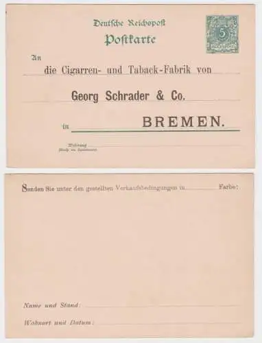 32780 DR Ganzsachen Postkarte P36 Zudruck Taback-Fabrik Georg Schrader Bremen