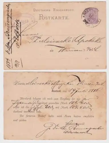 32376 DR Ganzsachen Postkarte P12 Zudruck Dr. Chr. Brunnengraeber Rostock 1884